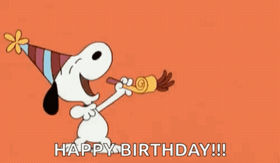 Snoopy Wearing Party Hat Blowing Horn Saying Happy Birthday GIF