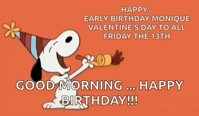 Snoopy Wearing Party Hat Blowing Horn Saying Happy Birthday GIF