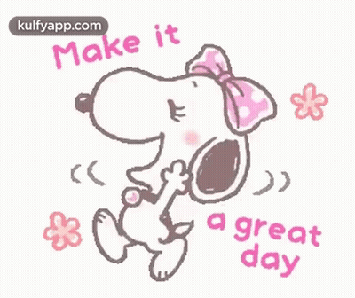 Snoopy Wearing Pink Bow Saying Make It A Great Day GIF