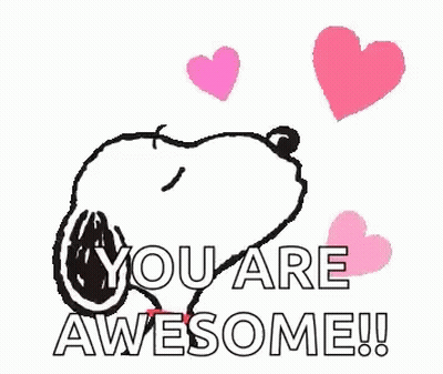 Snoopy With Pink Hearts Saying You Are Awesome GIF