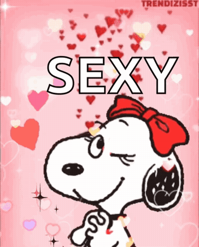 Snoopy With Red Bow Saying Sexy GIF