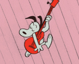 Snoopy With Red Guitar As Rockstar GIF