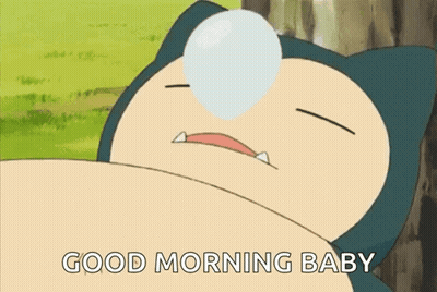 Snorlax From Pokemon Is Sleeping Under A Tree And Says Good Morning Baby . GIF