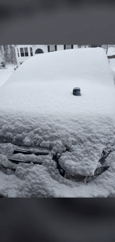 Snow Covered Car In Front Of House GIF
