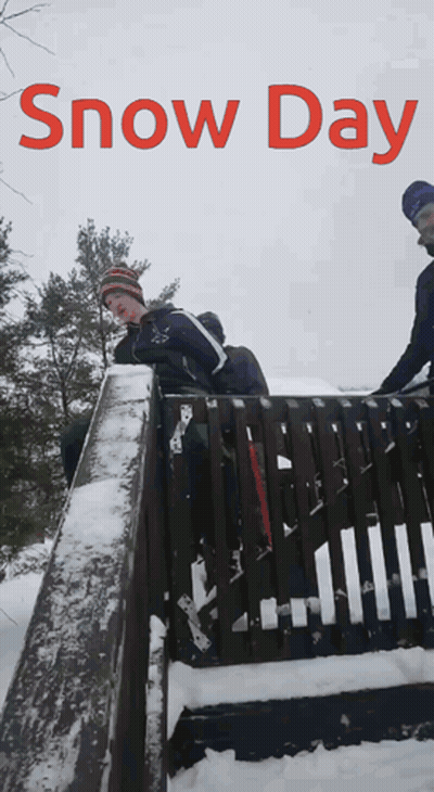 Snow Day Sign With People In Snow GIF