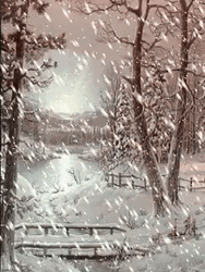 Snow Falling On River Calming GIF