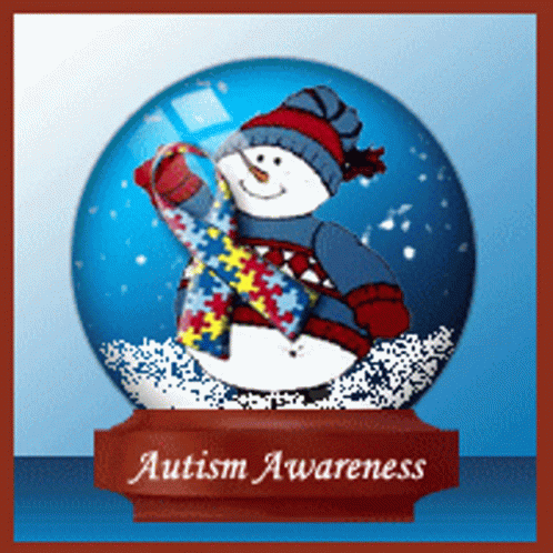 Snow Globe Snowman Autism Awareness GIF