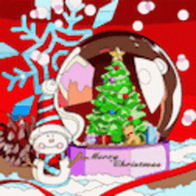 Snow Globe With Christmas Tree And Snowman GIF