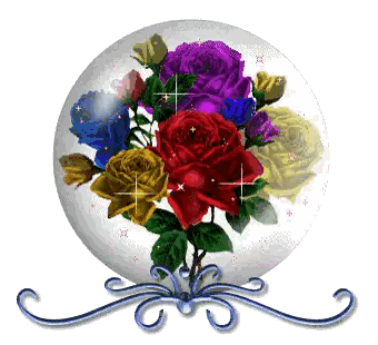 Snow Globe With Colorful Roses And Swirls Sticker