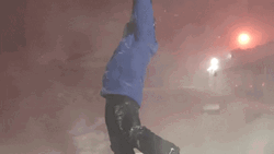 Snow Storm Man Celebrating In Winter GIF