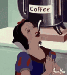 Snow White Direct Drinking Of Animated Coffee