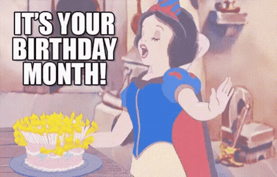 Snow White Holding Birthday Cake With It's Your Birthday Month GIF
