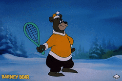 Snowball Bear Winter Sports Badminton GIF