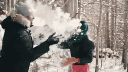 Snowball Fight Couple Attack GIF
