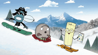 Snowboarder Ball And Paper Holding Map GIF
