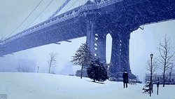 Snowing Heavily Under Bridge GIF