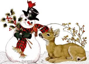 Snowman And Deer Bambi Sticker