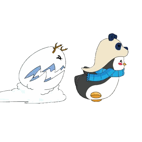 Snowman And Penguin Wearing Scarves Sticker