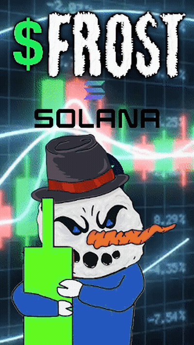 Snowman Holding Green Block Saying Frost GIF