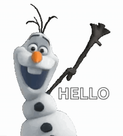Snowman Holding Stick With Hello GIF