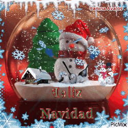 Snowman In Feliz Navidad Globe GIF