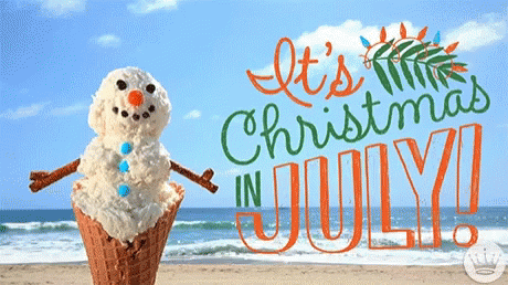 Snowman In Ice Cream Cone It's Christmas In July GIF