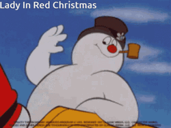 Snowman In Lady Red Christmas GIF
