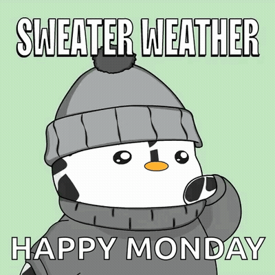 Snowman In Sweater And Hat Saying Sweater Weather Happy Monday GIF