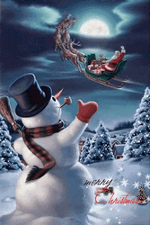 Snowman Saying Goodbye To Santa GIF