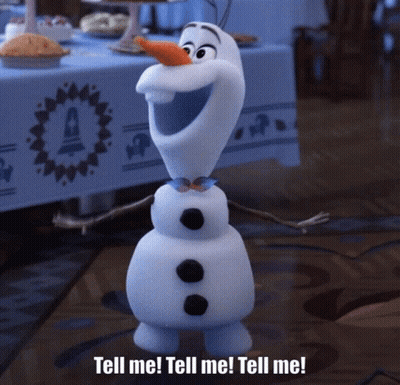 Snowman Saying Tell Me Tell Me Tell Me GIF