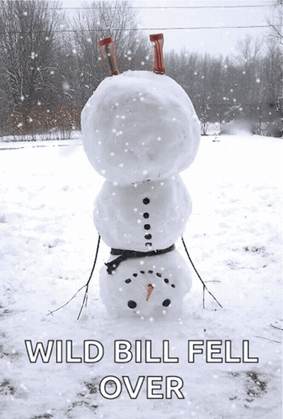 Snowman Stacked Saying Wild Bill Fell Over GIF