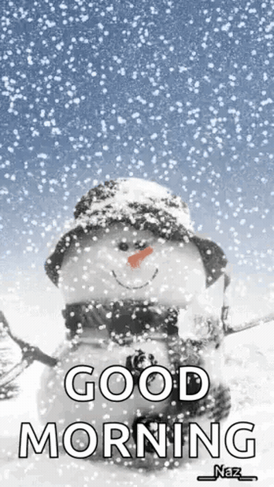 Snowman Standing In Snow Good Morning GIF