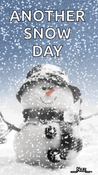 Snowman Standing In Snow With Another Snow Day GIF