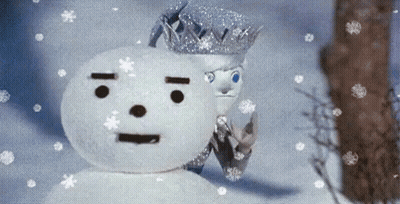 Snowman Wearing Crown In Snow GIF