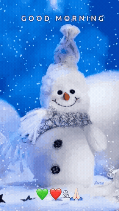 Snowman Wearing Hat and Scarf