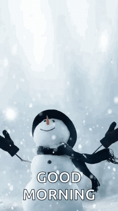 Snowman Wearing Scarf And Hat Saying Good Morning GIF