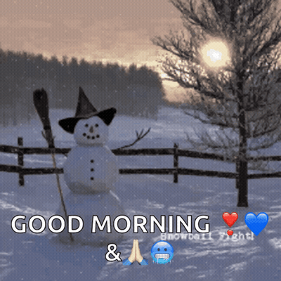 Snowman Wearing Witch Hat Holding Broom GIF