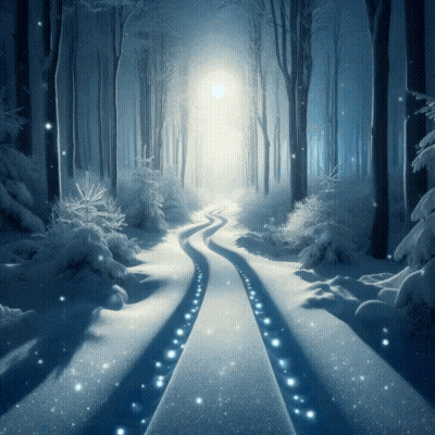 Snowy Forest Path Painting GIF