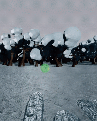 Snowy Forest With Green Object GIF