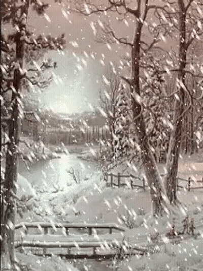 Snowy Forest With River GIF