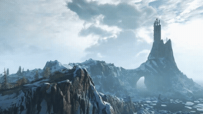 Snowy Landscape With Castle In The Distance GIF