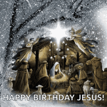 Snowy Nativity Of Jesus Happy Birthday Jesus GIF