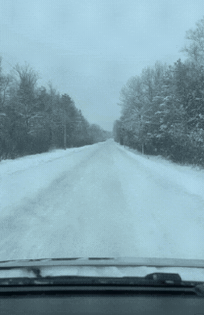 Snowy Road View From Car Window GIF