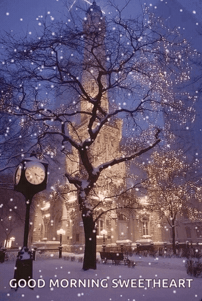 Snowy Scene With Good Morning Sweetheart Clock GIF
