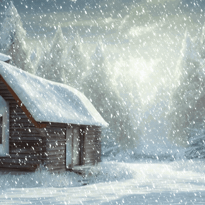 Snowy Scene With House And Trees GIF
