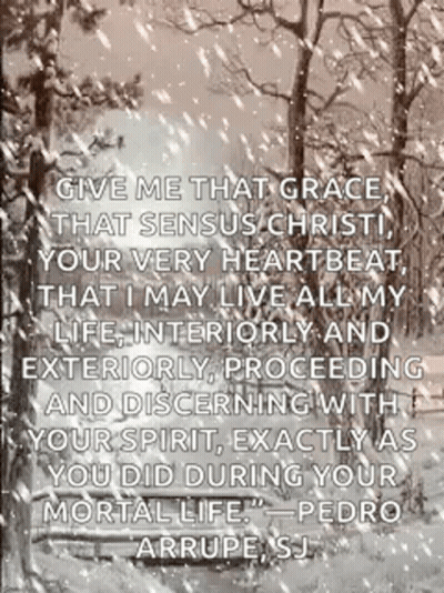 Snowy Scene With Pedro Arrupe Quote GIF