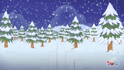 Snowy Scene With Trees Number Blocks GIF