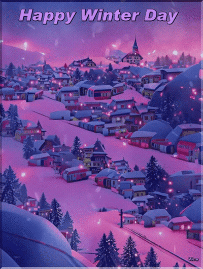 Snowy Village Happy Winter Day GIF