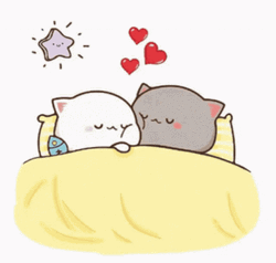 Snuggling Cute Cat Sticker With Floating Moving Hearts GIF