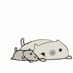 Snuggling Cute Mother Cat And Kitten Sticker GIF